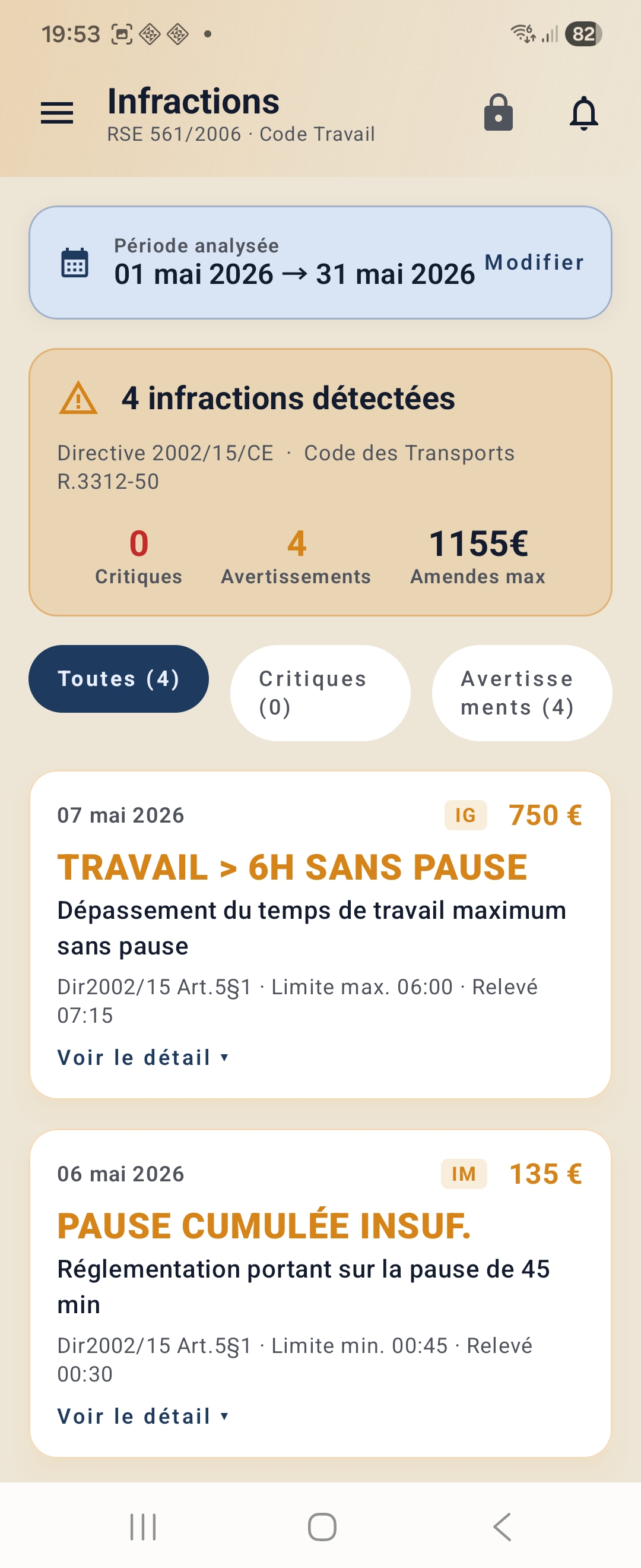 Détection d'infractions